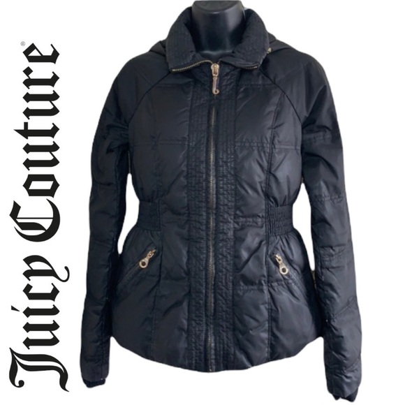 Juicy Couture Women’s Black Puffer Winter Jacket Size XS - Picture 1 of 15